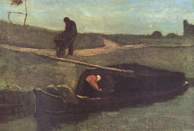 Vincent Van Gogh Peat Boat with Two Figures (nn04) Sweden oil painting art